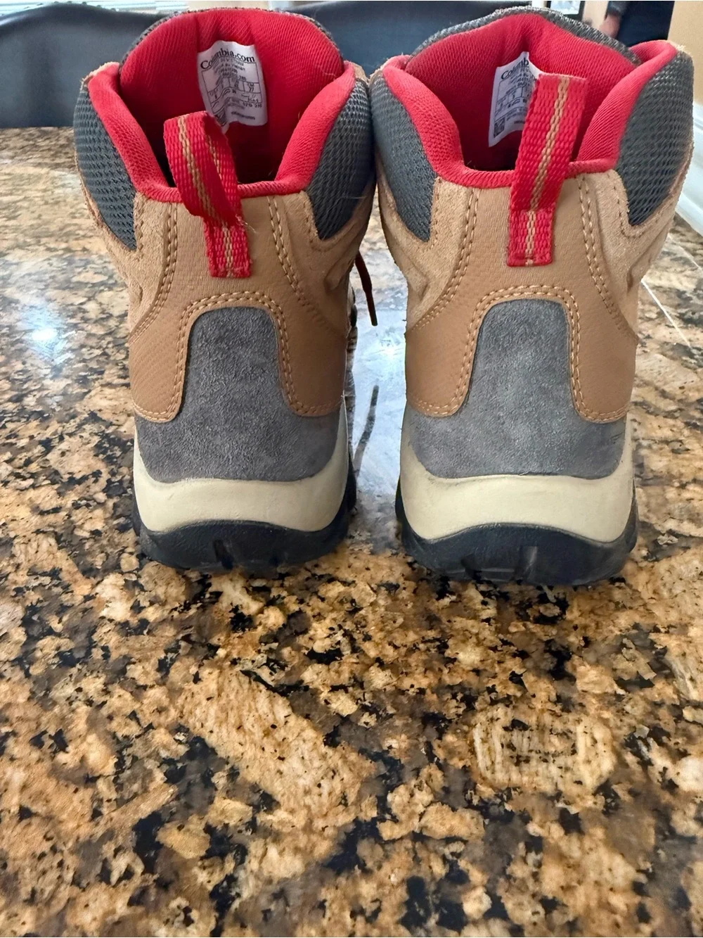 Columbia Women's Tan and Red Hiking Boots